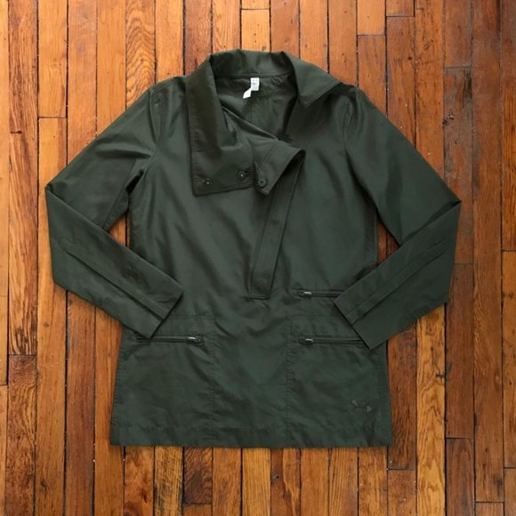 Under Armour Cold Gear Women Olive Military Green Waterproof 1/2 Zip Rain Jacket - Picture 1 of 4